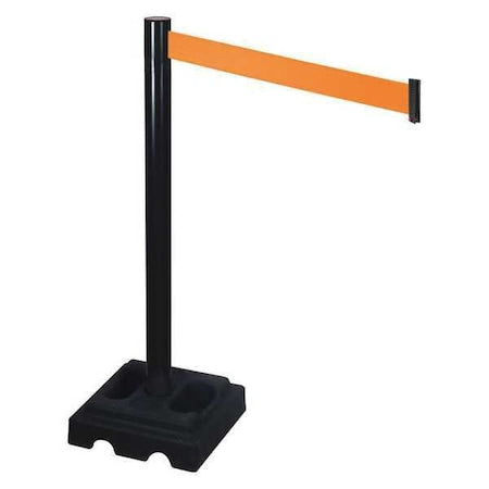 Retracta-Belt 332BA-OR Barrier Post with Belt, Black, 10 ft Length, 40 in Post Height, No Legend, Black