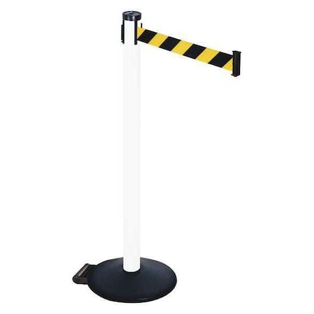 Retracta-Belt 305PWH-BYD Barrier Post with Belt, Black, 10 ft Length, 40 in Post Height, No Legend, Powder Coated