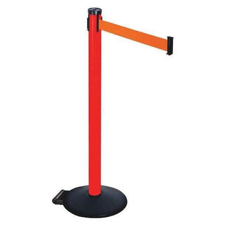 Retracta-Belt 305PRD-FO Barrier Post with Belt, Black, 10 ft Length, 40 in Post Height, No Legend, Powder Coated