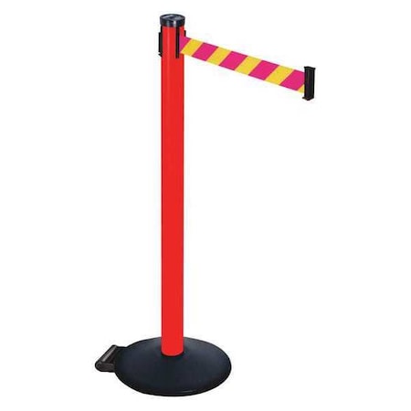 Retracta-Belt 305PRD-MYD Barrier Post with Belt, Black, 10 ft Length, 40 in Post Height, No Legend, Powder Coated