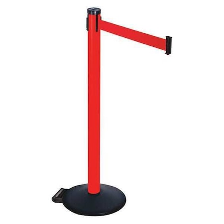 Retracta-Belt 305PRD-RD Barrier Post with Belt, Black, 10 ft Length, 40 in Post Height, No Legend, Powder Coated