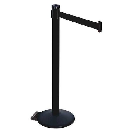 Retracta-Belt 305PSB-BK Barrier Post with Belt, Black, 10 ft Length, 40 in Post Height, No Legend, Powder Coated