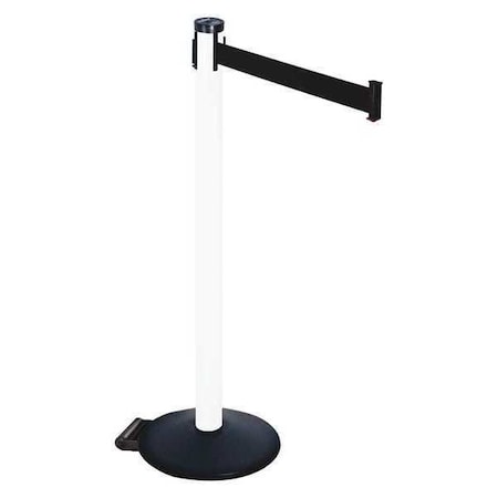 Retracta-Belt 305PWH-BK Barrier Post with Belt, Black, 10 ft Length, 40 in Post Height, No Legend, Powder Coated
