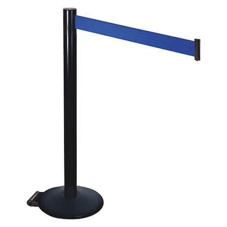 Retracta-Belt 335BA-BL Barrier Post with Belt, Black, 10 ft Length, 40 in Post Height, No Legend, Powder Coated