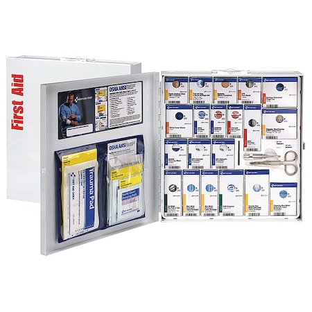 First AID Only 746005-021 First Aid Kit and Housing, Metal Cabinet, 290 Components, 100 People Served