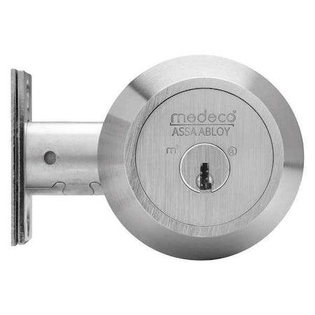 Medeco 11C624-T-26-DL-S Deadbolt, Double, Brass/SS, 5 Pins, 2 Keys