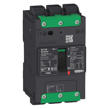 Square D BDL36035 Molded Case Circuit Breaker, POWERPACT B Series, 35A, 3 Pole, 347/600V AC, 25kA at 240V AC, B Curve