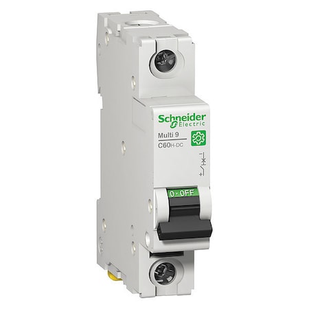 Schneider Electric M9U21110 Miniature Circuit Breaker, C60H-DC Series, 10A, 1 Pole, Not Rated, 5kA at 250V DC, C Curve