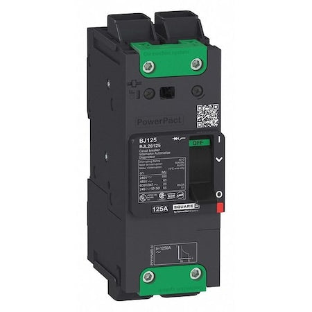 Square D BDL26030 Molded Case Circuit Breaker, POWERPACT B Series, 30A, 2 Pole, 347/600V AC, 25kA at 240V AC, B Curve