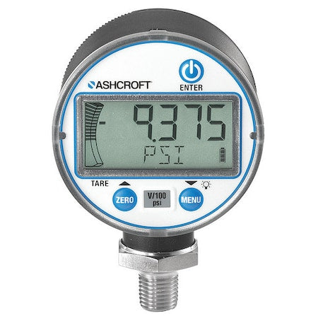 Ashcroft DG2531L0NAMO2L300#-XCYC4LM Digital Test Pressure Gauge, 0 to 300 psi, 2 1/2 in Dial, 1/4 in NPT, Bottom Location