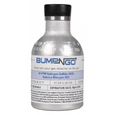Industrial Scientific 18109568 Calibration Gas, Carbon Monoxide, Hydrogen Sulfide, Methane, Oxygen, 5.8 L, CGA C-10