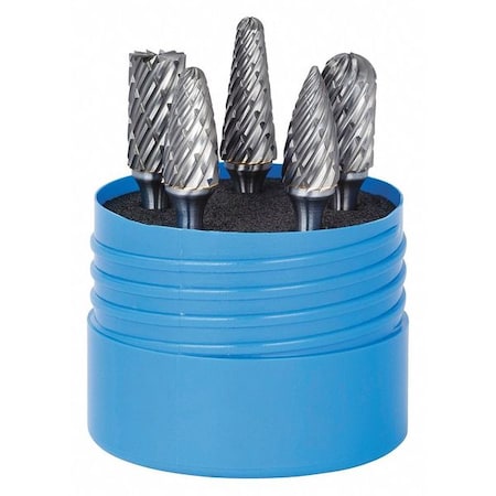 Sgspro 19380 Carbide Bur Set, Steel Cut, 5 pcs., 1/4 in.