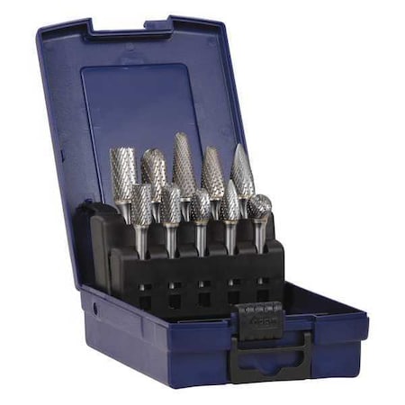 Sgspro 18261 Carbide Bur Set, 1/4 in. Shank, 10 pcs.