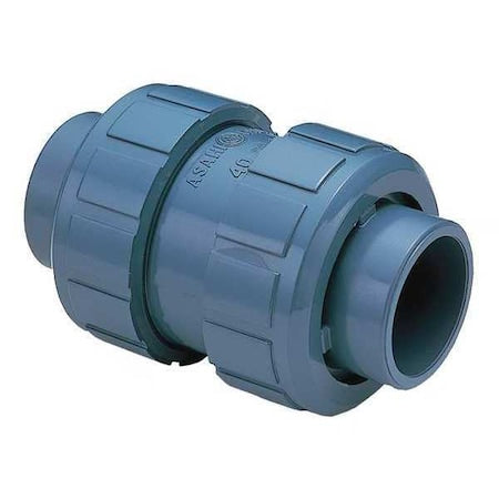 Asahi 1213020 Ball Check Valve, Inline, 2 in Pipe Size, Union Socket x Union Socket, PVC Body