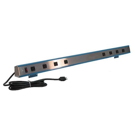 Benchpro S8-90 Outlet Strip, 8 5-15R, 5-15P, 9 ft., Gray