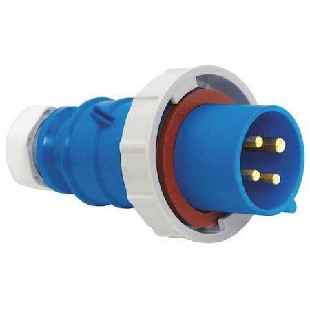 Bryant BRY430P9W Pin & Sleeve Plug, 30 A, 250V AC, Three Phase, 3 Pole, IEC Grounding, Blue, NEMA Not Rated