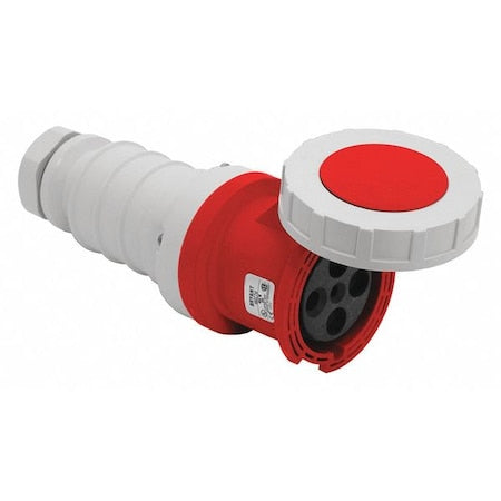 Bryant BRY460C7W Watertight Pin & Sleeve Connector, 60 A, 480V AC, Three Phase, 3 Pole, IEC Grounding, Red