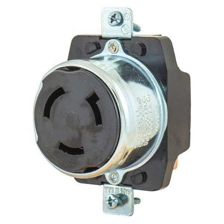 Bryant 3771 Locking Receptacle, Non-NEMA, 50 A, 250/600V AC, Single Phase, 2 Pole, Flush Mount, Screw Terminals