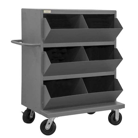 Durham MFG MSB6-2036-95 Steel Mobile Storage Bin, 24 in D x 49 1/4 in H x 36 in W, 4 Shelves, Gray