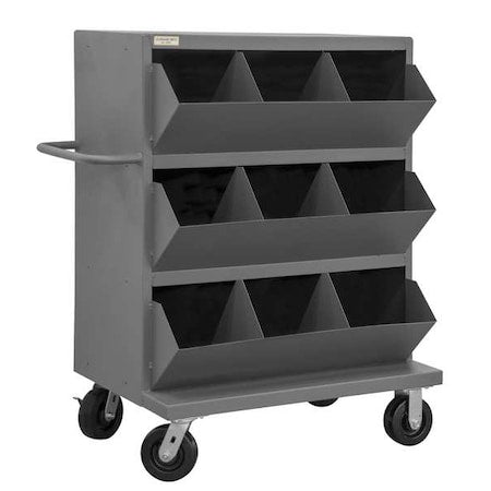 Durham MFG MSB9-2036-95 Steel Mobile Storage Bin, 24 in D x 49 1/4 in H x 36 in W, 4 Shelves, Gray