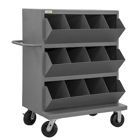 Durham MFG MSB12-2036-95 Steel Mobile Storage Bin, 24 in D x 49 1/4 in H x 36 in W, 4 Shelves, Gray
