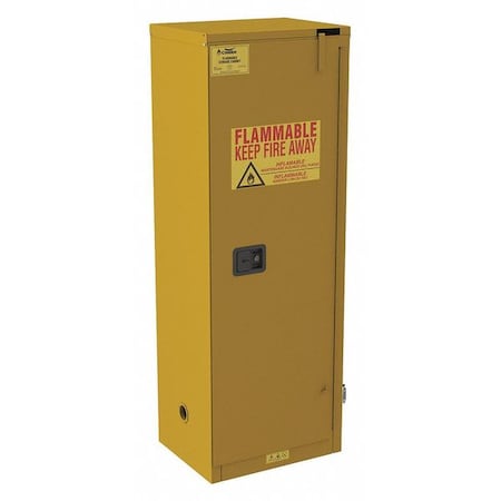 Condor 1024S-50-GRAINGER Hazardous Material Storage Cabinet, 24 gal, 3 Shelves, Steel, 23 in W x 65 in H x 18 in D, Yellow