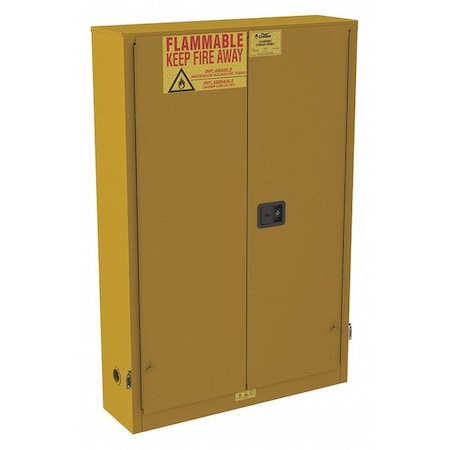 Condor 1030SPI-50-GRAINGER Hazardous Material Storage Cabinet, 30 gal, 5 Shelves, Steel, 43 in W x 65 in H x 12 in D, Yellow