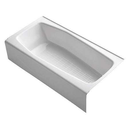 Kohler K-716-0 Bathtub, 60 in L, 30 1/4 in W, White, Cast Iron, Right