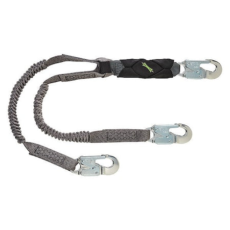 MSA Safety 10193553 V-Series Stretch Shock-Absorbing Lanyard, Snap Hook, Aluminum, 2 Leg(s), 310 lb Weight Capacity