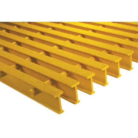 Fibergrate 351485 Fiberglass Pultruded Grating, 96 in Span, Grit-Top Surface, ISOFR Resin, Yellow