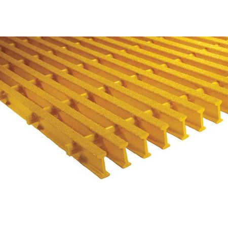 Fibergrate 350692 Fiberglass Pultruded Grating, 120 in Span, Grit-Top Surface, ISOFR Resin, Yellow