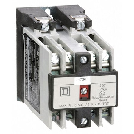 Square D 8501XO80V02 NEMA Control Relay, 8NO, 110/120V AC, 10A