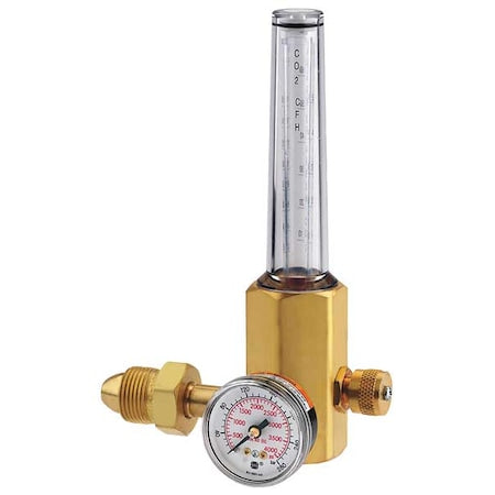 Miller Electric H2051B-580 Flowmeter Regulator, Argon, Carbon Dioxide, Helium, Single Stage, 0.965