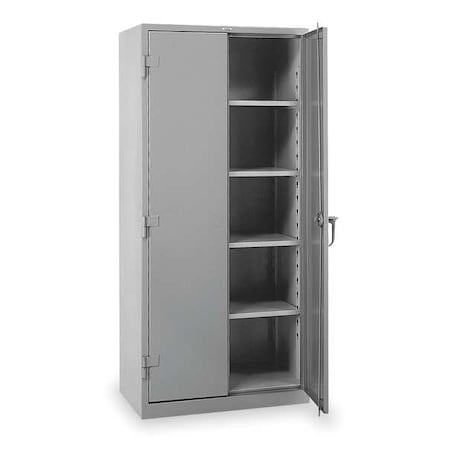 Lyon DD1112 Shelving Storage Cabinet, 64 in H, 36 in W, 21 in D, Swing, Padlock Hasp, Gray, 4 Shelves, 0 Drawers