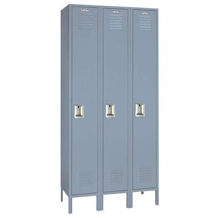 Lyon DD50923 Wardrobe Locker, 54 in W, 18 in D, 78 in H, (1) Tier, (3) Wide, Dove Gray