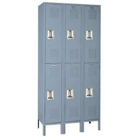 Lyon DD52523ISU Wardrobe Locker, 45 in W, 15 in D, 78 in H, (2) Tier, (3) Wide, Dove Gray