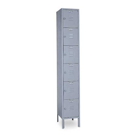 Lyon DD5332SU Box Locker, 12 in W, 12 in D, 78 in H, (1) Wide, (6) Tier, Dove Gray