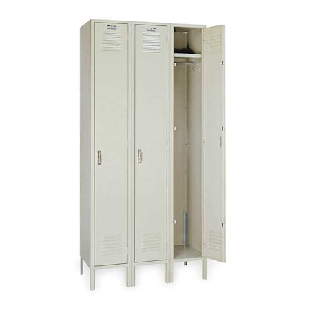 Lyon PP50023SU Wardrobe Locker, 36 in W, 12 in D, 66 in H, (1) Tier, (3) Wide, Putty
