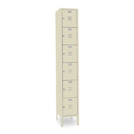 Lyon PP5332SU Box Locker, 12 in W, 12 in D, 78 in H, (1) Wide, (6) Tier, Putty