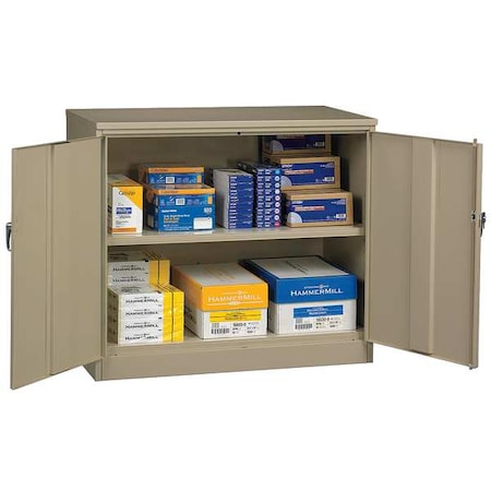 Tennsco 2442SU-SD Shelving Storage Cabinet, 42 in H, 36 in W, 24 in D, Swing, Keyed, Sand, 2 Shelves, 0 Drawers