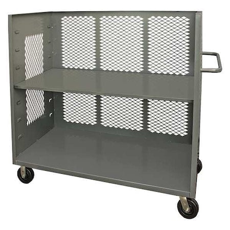 Durham MFG 3ST-EX3672-1AS-95 14 ga. Steel 3 Sided Mesh Stock Cart 2000 lb. Capacity, 78-1/2