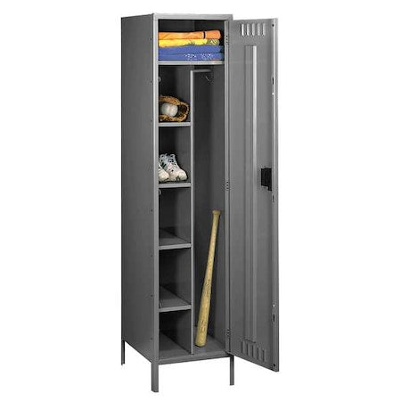 Tennsco CMS-242172-1MG Wardrobe Locker, 24 in W, 21 in D, 78 in H, (1) Tier, (1) Wide, Gray