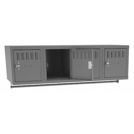 Tennsco BS1-121812-4MG Wall Mount Box Locker, 48 in W, 18 in D, 12 in H, (1) Tier, (4) Wide, Gray