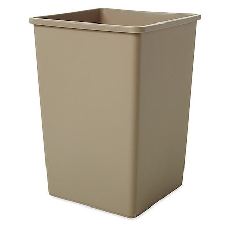 Rubbermaid Commercial FG395800BEIG Untouchable(R) 35 gal Square Indoor Plastic Can, Beige, None, Plastic, 19 1/2 in