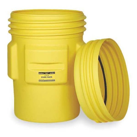 Eagle MFG 1661 Open Head Overpack Drum, Polyethylene, 65 gal, Unlined, Yellow