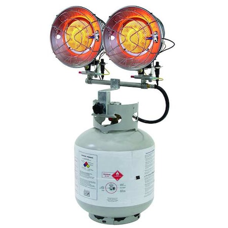 DAYTON 5RCC1 Portable Gas Tank-Top Heater, LP, Matchless Piezo, 17 1/4 in Wx 6 1/2 in L