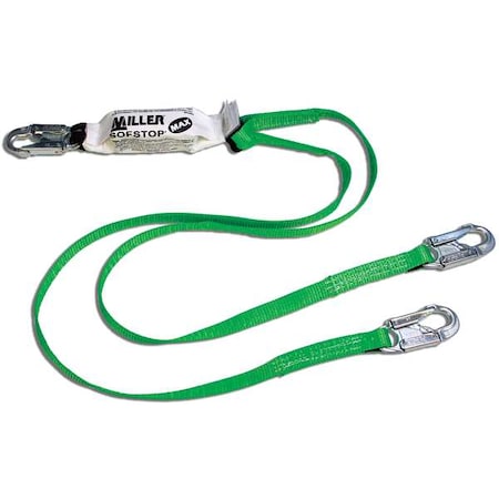 Miller 980WLS-Z7/6FTGN Shock Absorbing Lanyard, 6 ft. Length, 2 Leg(s), 400 lb. Weight Capacity