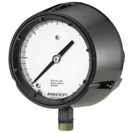 Ashcroft 451379ASL04L60# Process Pressure Gauge, 0 to 60 psi, 4 1/2 in Dial, 1/2 in NPT, Bottom Location