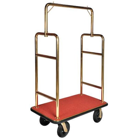 CSL 2533BK-030-RED Bellmans Cart, Brasstone Finish, Rd Carpet