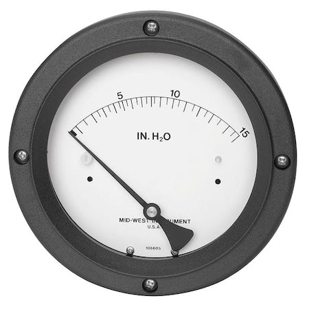 Midwest Instrument 130-0115 Pressure Gauge, 0 to 15 In H2O